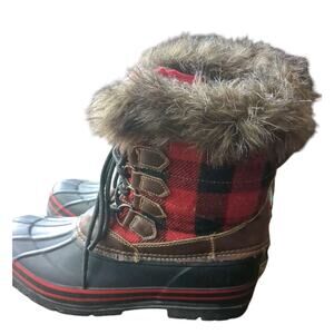 Tamarack Thinsulate AK-112812-1 Women's 9 Winter Boot Black Red Plaid